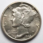 1942-D Mercury Dime Brilliant Uncirculated (BU) Split Band