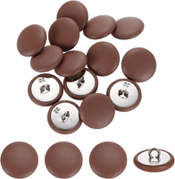 Quarkzman 15Stk Lederbezogene KnöPfe 20Mm 32L Runde MetallknöPfe Braun