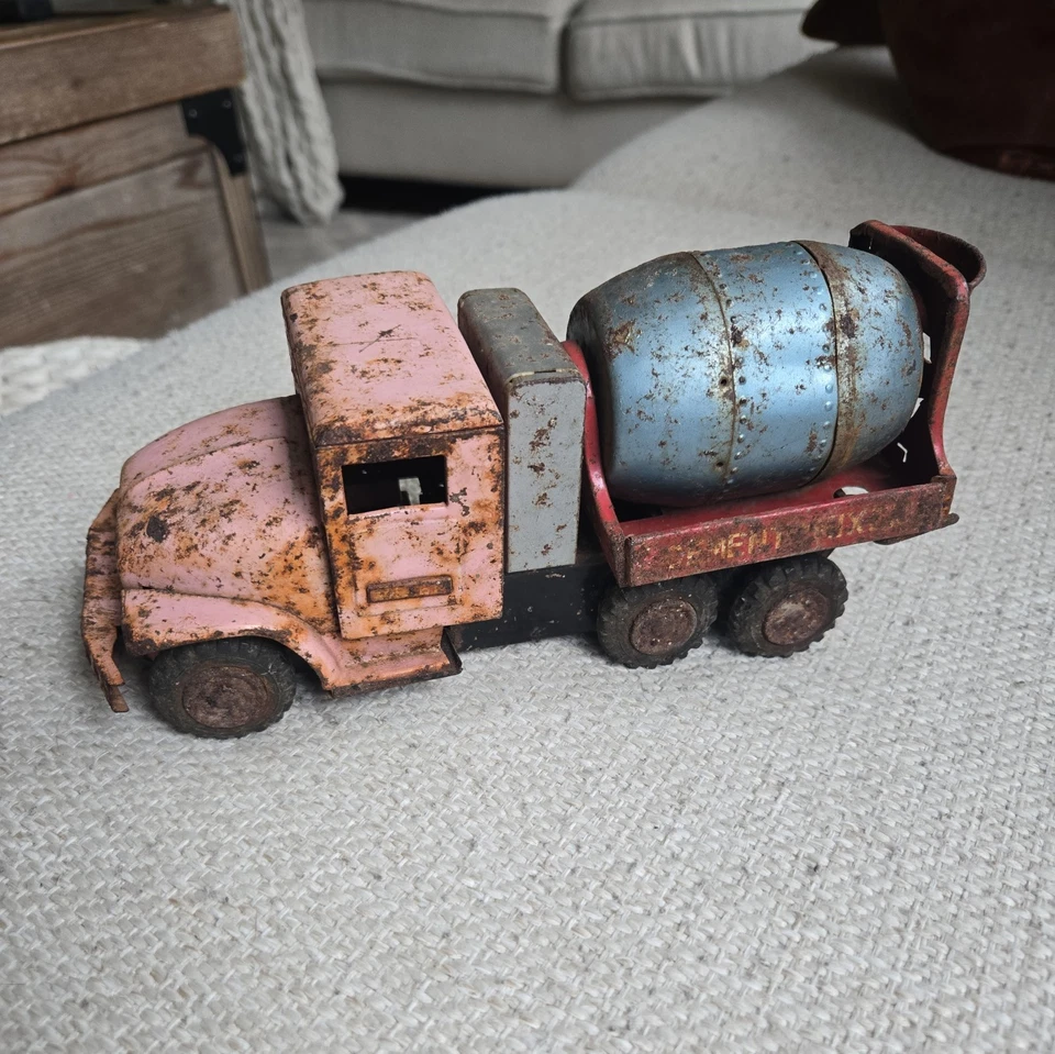 Camión mezclador de cemento estaño vintage años 50 hecho en Japón Foto 3 de 4