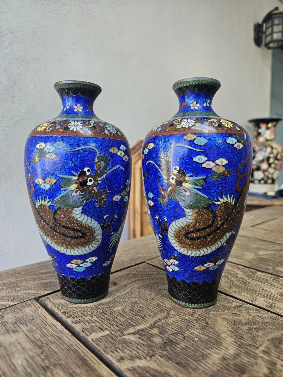 日本景泰蓝龙古董花瓶| eBay