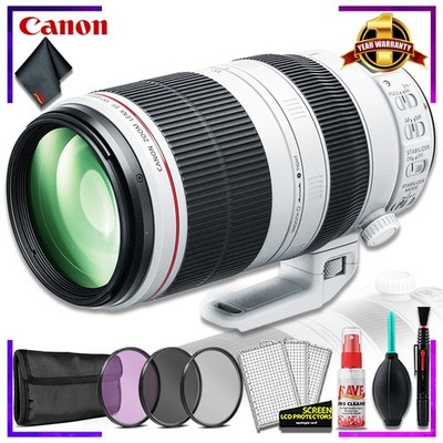 Canon EF 100-400mm F/10-5.6L IS Lens (Intl Model) +Color Lens Filter Kit and Cle