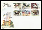 DR WHO 1990 SWEDEN FDC HORSE EQUESTRIAN SPORTS BOOKLET PANE CACHET M71735