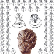 50 Pcs Gems Rhinestone Twister Hair Studs Spiral Hair Pins for Wedding Bridal
