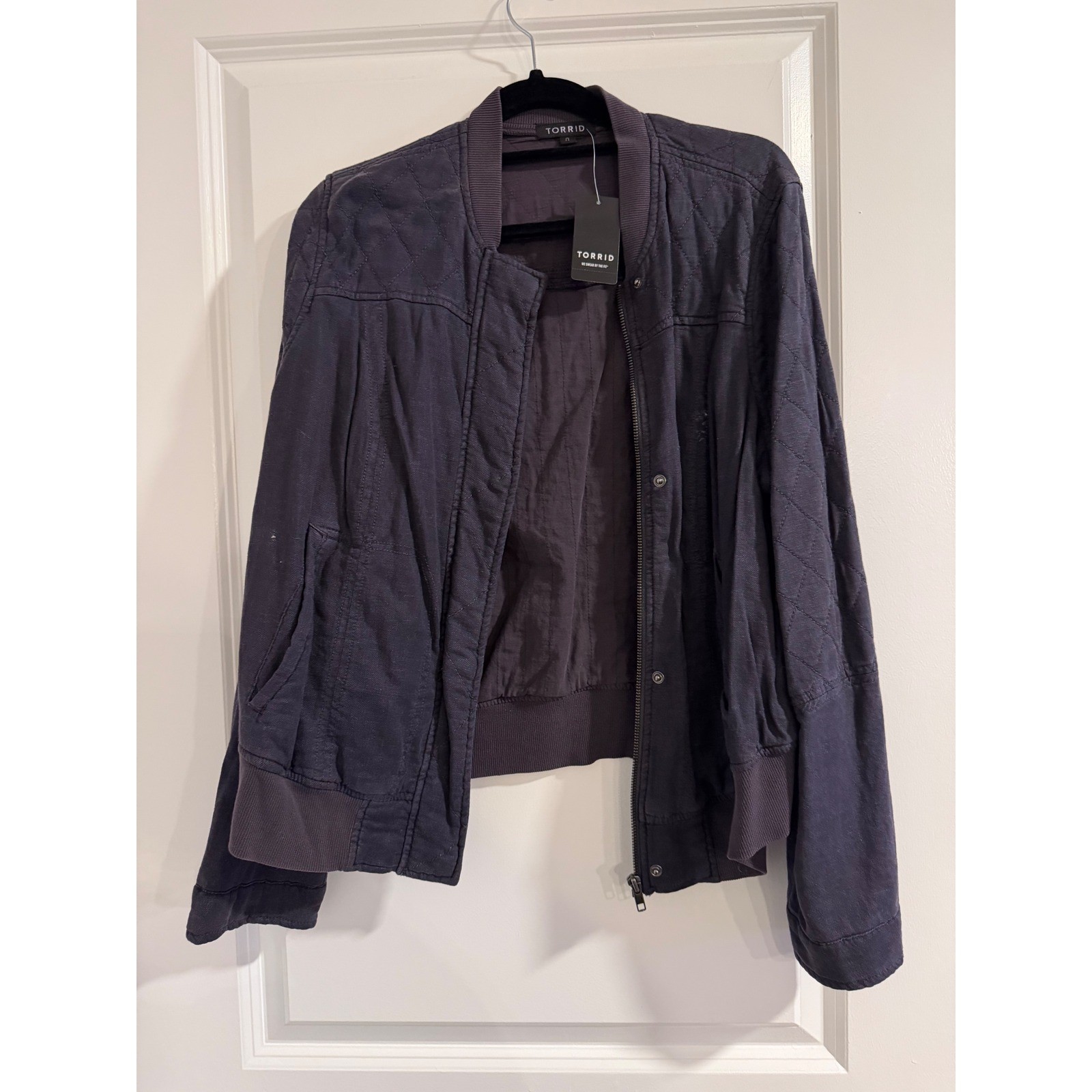 Torrid Dark Grey Quilted Bomber Jacket Size 0