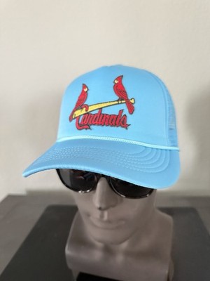 RETRO THROWBACK ST. LOUIS CARDINALS 1970 s ROAD BLUE ADULT TRUCKER SNAPBACK HAT
