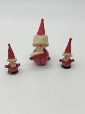 Vintage Steinbach Volkskunst Santa Christmas Ornament Set Of 3