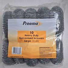 10 x Galvanised Professional Metal Scourers Large Heavy Duty Catering by Preema