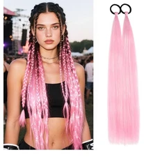 2 Pack Pink Ponytail Hair Extension.26inHair Extension With Tinsel.