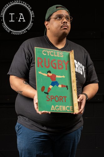 Cycles Rugby Double-Sided Flanged Enamel Sign