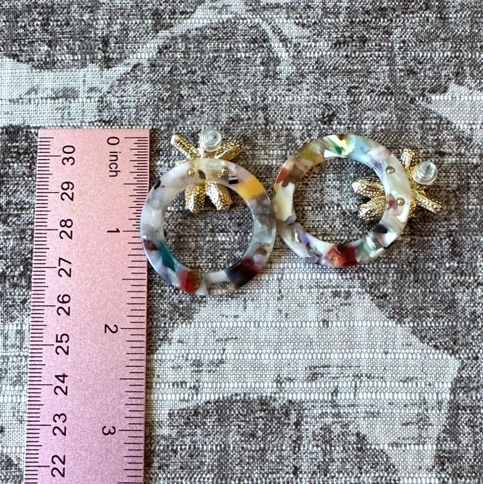 Colorful Acrylic Hoop Earrings With Crystal Floral Design Park Lane Jewelry - Image 3 of 4