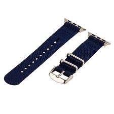 Navy - 2 Piece Classic SS Nylon Watch Band for 42mm Apple Watch