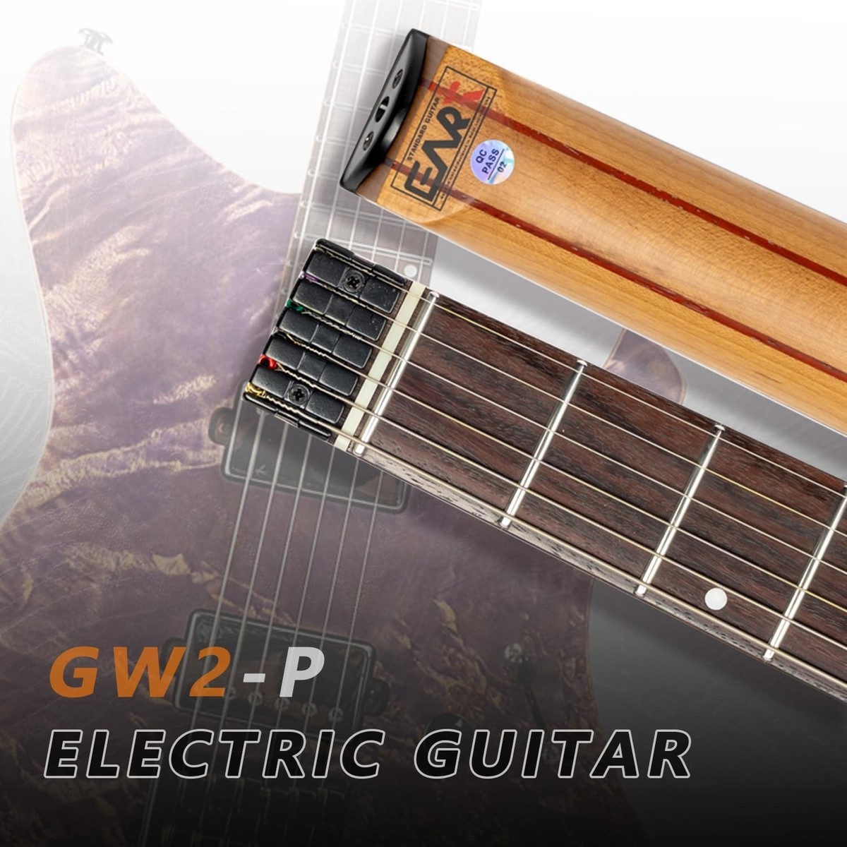 EART Headless Electric Guitar GW2 fixed Bridge for 6 String Travel