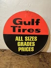 Original 1976 Vintage Gulf Oil Tires Gas Service Station Metal Advertising Sign