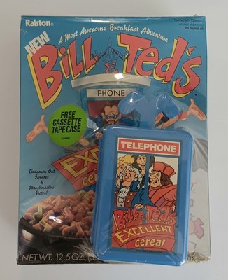 Vtg 1991 Bill & Ted s Excellent Adventure Cereal Promo w/ Telephone Box ''SEALED''