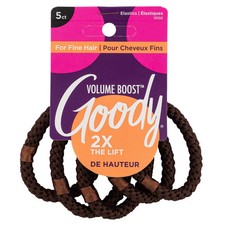 Goody Volume Boost Ouchless Elastics for Fine Hair 5 Count Brown 80 Characters