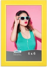 4X6 Picture Frame, Yellow Colored Solid Wood Scandinavian Style Frame for Photo