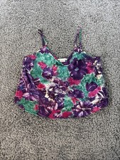 Vtg California Dynasty Silky Camisole Womens Medium Multicolor Lingerie Floral