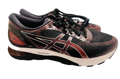 ASICS Gel Nimbus 21 Mens Size 10 Black Red Running Shoes 1011A169 FlyteFoam  