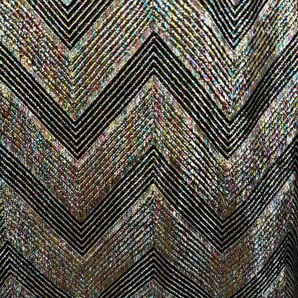 Halston Vintage Gold Black Chevron Sparkle Glitter Top Size Small - Image 3 of 4