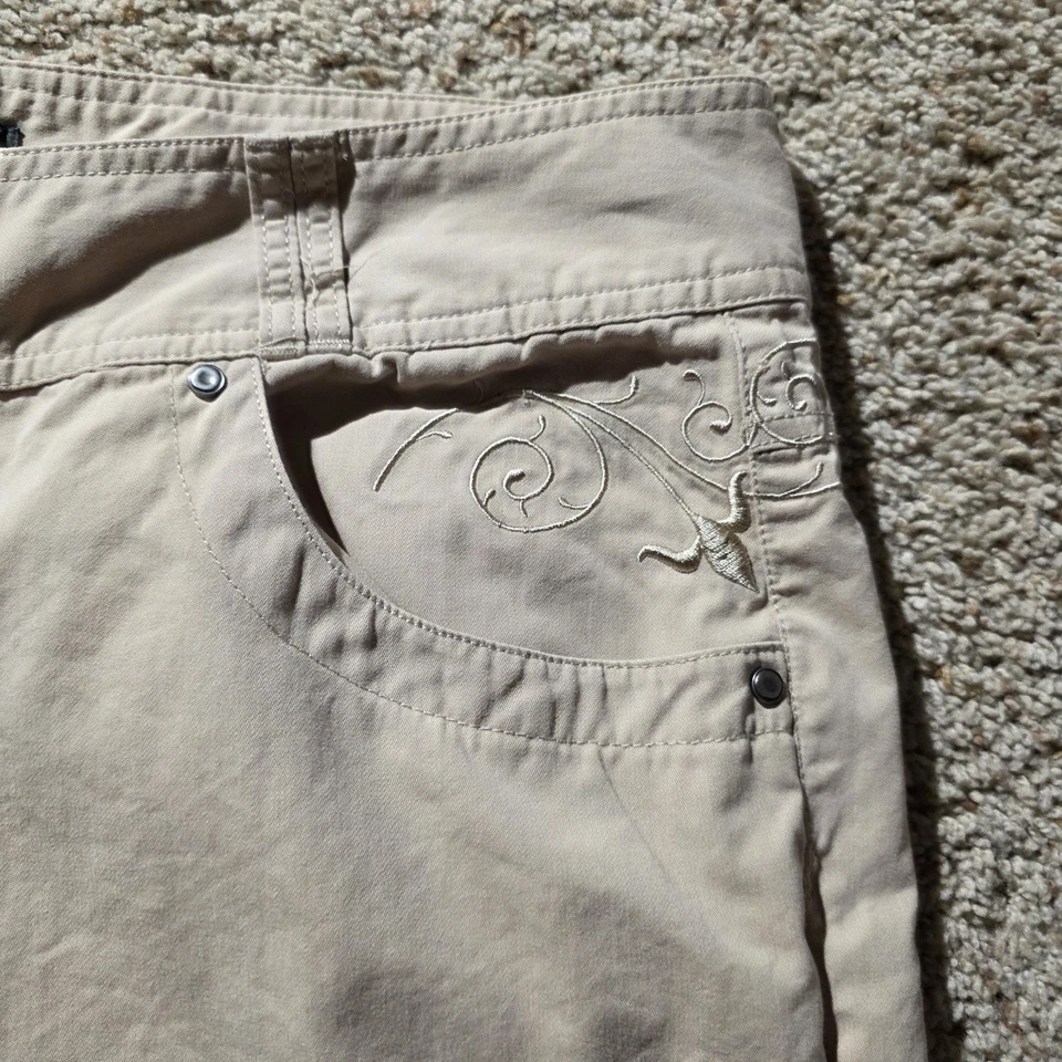 Cabelas Pants Womens 18 Khaki Beige Embroidered Casual Straight Leg Outdoor - Image 2 of 4
