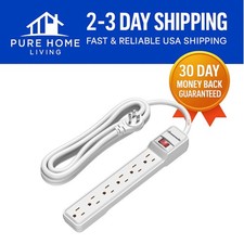 Wall Mountable 6-Outlet Power Strip with 15FT Cord and Smart Surge Protection
