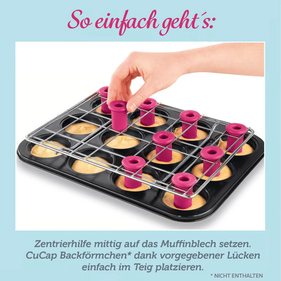 DHDL CuCap Backblech & Backgitter Set mit Zentrierhilfe Muffins Cupcakes backen - Bild 4 von 4