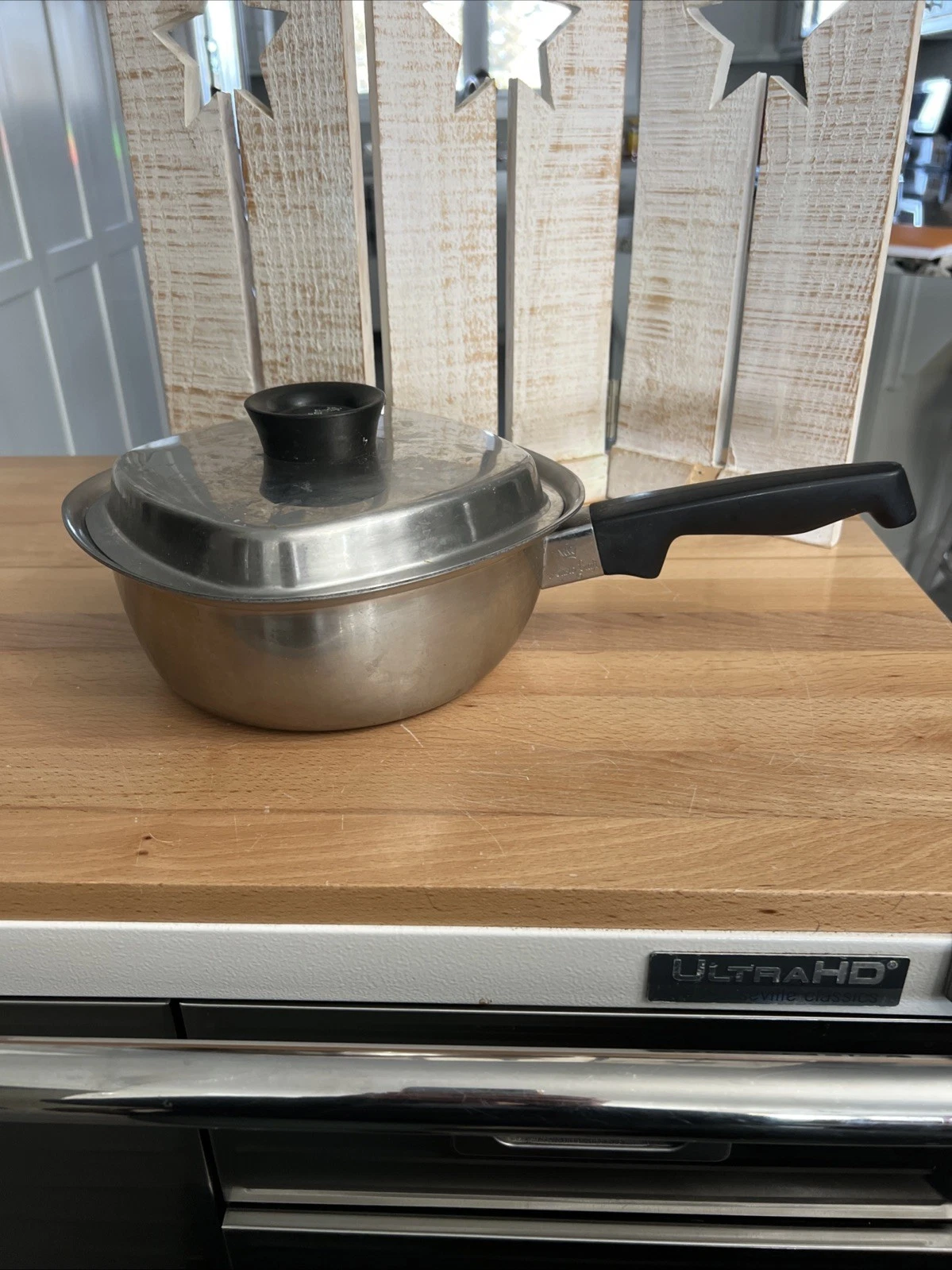 (#41) 9.5” West Bend Aristo-craft Square Stainless Steel Pan w/Lid Vintage Pot