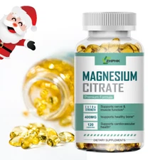 Magnesium Citrate 400mg Highest Potency 120 Caps Vegetarian/Gluten Free/Non-GMO