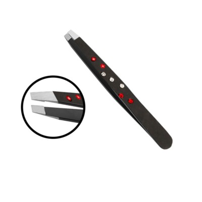 Augenbrauen Wimpern Pinzette schwarz mit Kristallsteinen - Edelstahl Haarentfernung