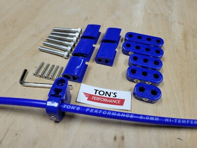 #ad Bolt to Valve Cover V8 Vertical Wire Loom Kit Blue 7 8mm Spark plug separator $31.95