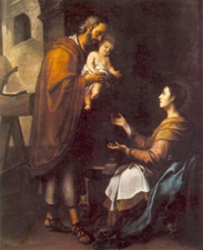 Oil painting Bartolome Esteban Murillo the holy family Madonna child man canvas