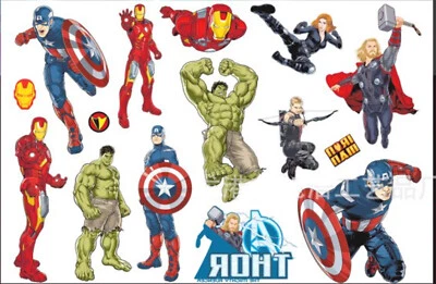 MARKENLOS Temporäres Kinder-Tattoo SET Avengers Superhelden Wasserfest Einmal Marvel DC