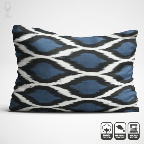 Ikat Pillow Cover from Bohemian Handwoven Cotton Fabrics | 16x24" (40x60cm) - Afbeelding 1 van 6