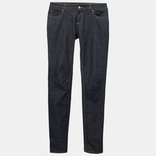 Gucci Dark Blue Denim Web Cuff Detail Slim Fit Jeans S/Waist 30"