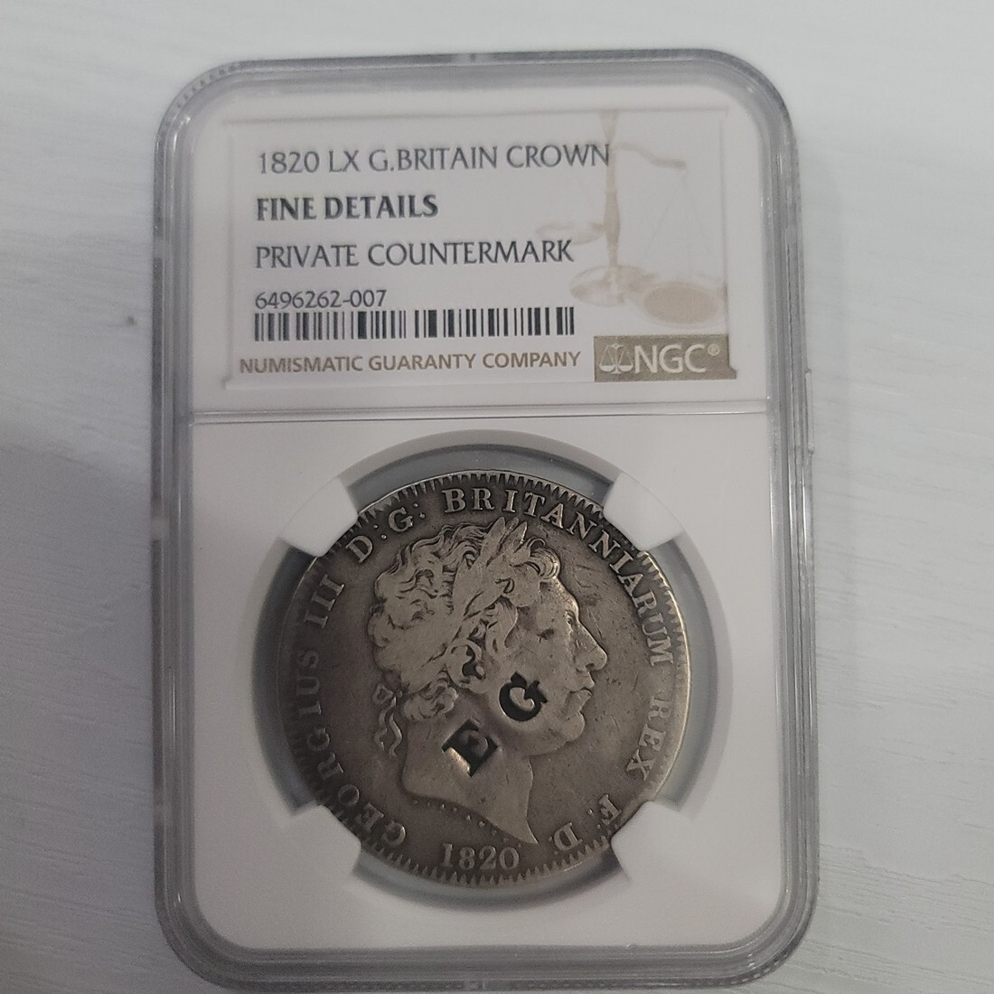 1820 LX G.Britain Crown Private Countermark NGC F details | eBay