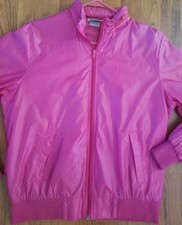 Izod Y2k Womens Pink Jacket Size M Zip Up Hidden Hoodie Euc Vintage