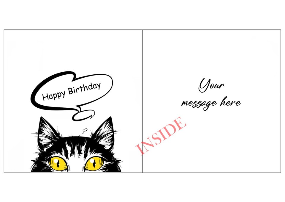 Personalised Birthday Card Funny Grumpy cat For any cat lovers Daughter