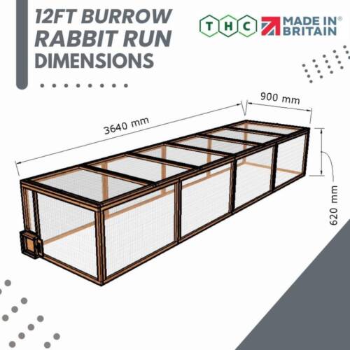 Hutch Company 12ft Rabbit Guinea Pig Burrow Run With Attaching 6" Tunnel - Picture 6 of 13