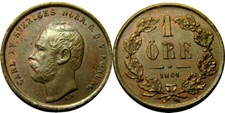 elf Sweden 1 Ore 1864 L.A.  Carl XV