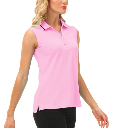 Women Button Golf Polo Gym Sleeveless Shirt T-shirt Casual Climbing Tennis Top - Picture 15 of 182