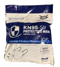 Powecom Black KN95-SM Protective Face Mask Respirator Earloop Style 10 PCS/Bag