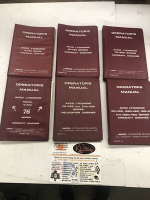 Avco Lycoming Aircraft Engine Operator's Manual  SET 6 BOOKS
