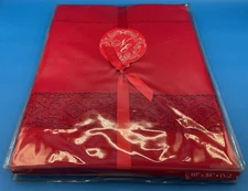 NOBLE EXCELLENCE Madeline Tablecloth Oval 60" x 84" Red NEW Fast Free Shipping