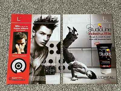 2006 Magazine Advert Picture L'Oreal Studio Line Hair Gel Robbie Williams Ad