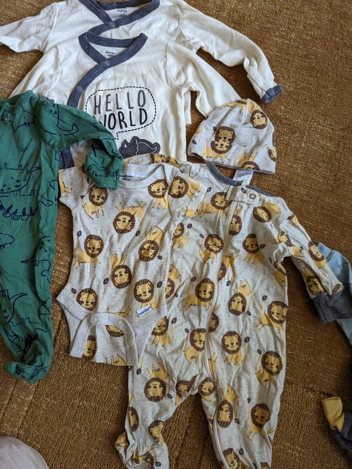 Niño Recién Nacido-3 Meses Gerber Organics León de Carter Selva Animal Tema Ropa Foto 4 de 4