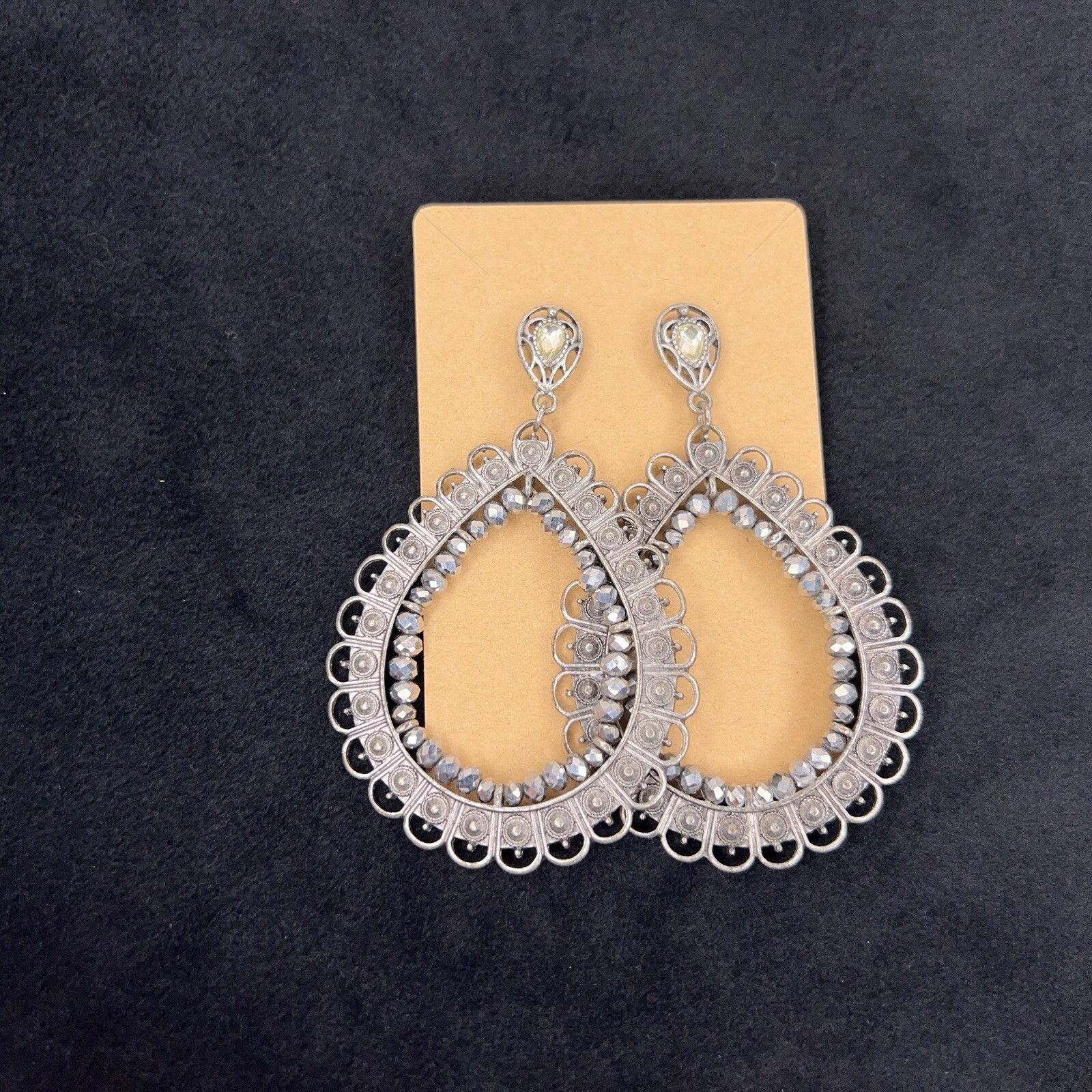 SILVER STATEMENT EARRINGS DANGLE BOHO BOHEMIAN RH… - image 9