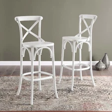 Modway Gear X-Back Wood Bar Stool in White