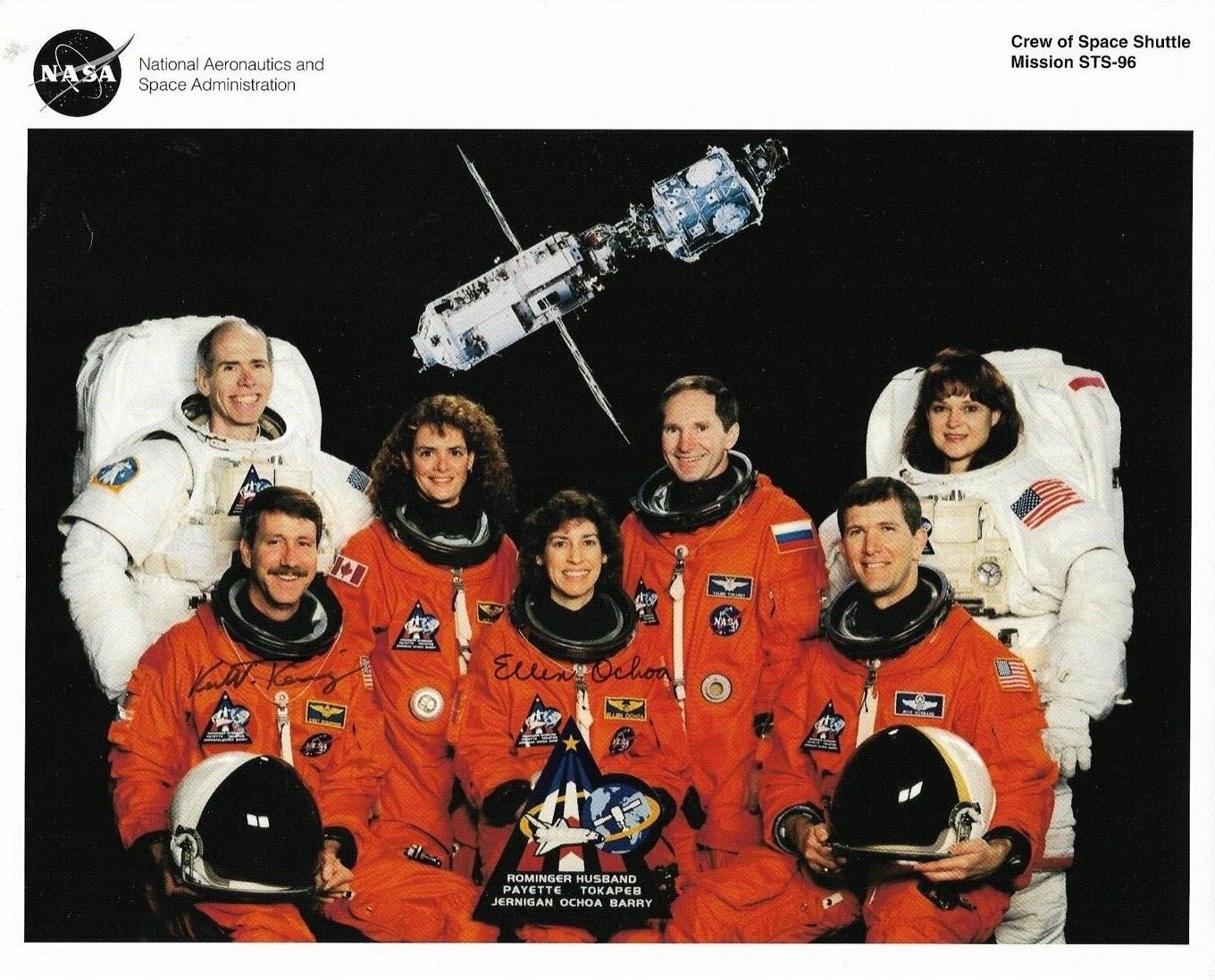 STS-96 Crew Lithograph Signed by Astronauts Kent Rominger and Ellen ...