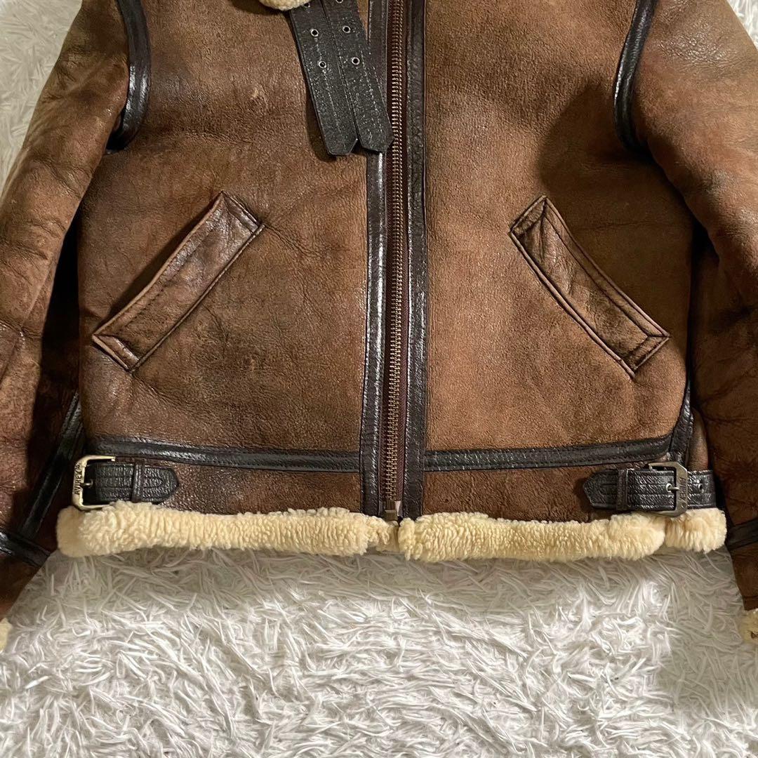 AVIREX B-3 Flight Jacket Mouton Brown Leather Size 38 Japan Used