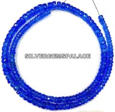 AAAA Natural Blue Spinel Faceted Rondelle Beads 18 Inches Long 4-6 MM Beads